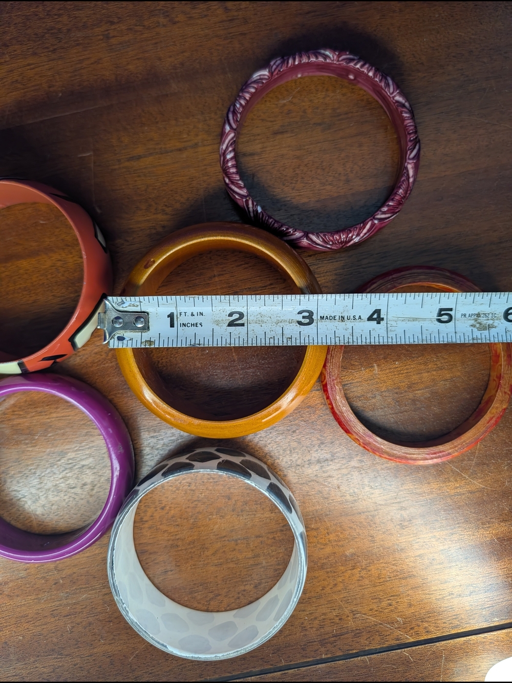 Vintage Mid Century Stacking Bangle Bracelet Lot 6pc Retro Lucite Acrylic Wood - Picture 4 of 16